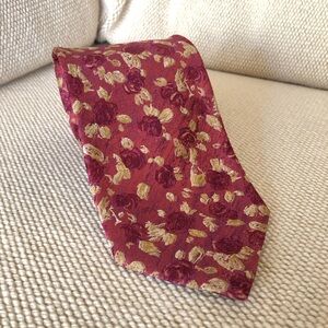 Ermenegildo Zegna Maroon Gold Floral Tie